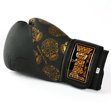Boxing Gloves - 12oz - Punch Brand - Black or White with Gold Skulls