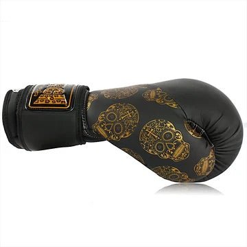 Boxing Gloves - 12oz - Punch Brand - Black or White with Gold Skulls